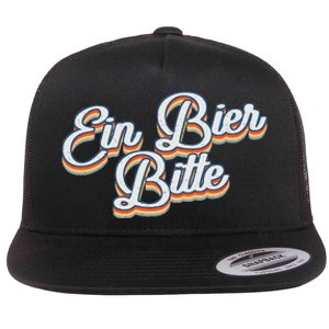 Oktoberfest Ein Bier Bitte Retro Funny German Beer Flat Bill Trucker Hat