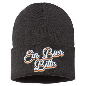 Oktoberfest Ein Bier Bitte Retro Funny German Beer Sustainable Knit Beanie