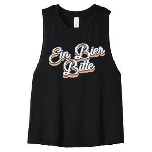 Oktoberfest Ein Bier Bitte Retro Funny German Beer Women's Racerback Cropped Tank