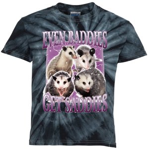 Opossum Even Baddies Get Saddies Kids Tie-Dye T-Shirt