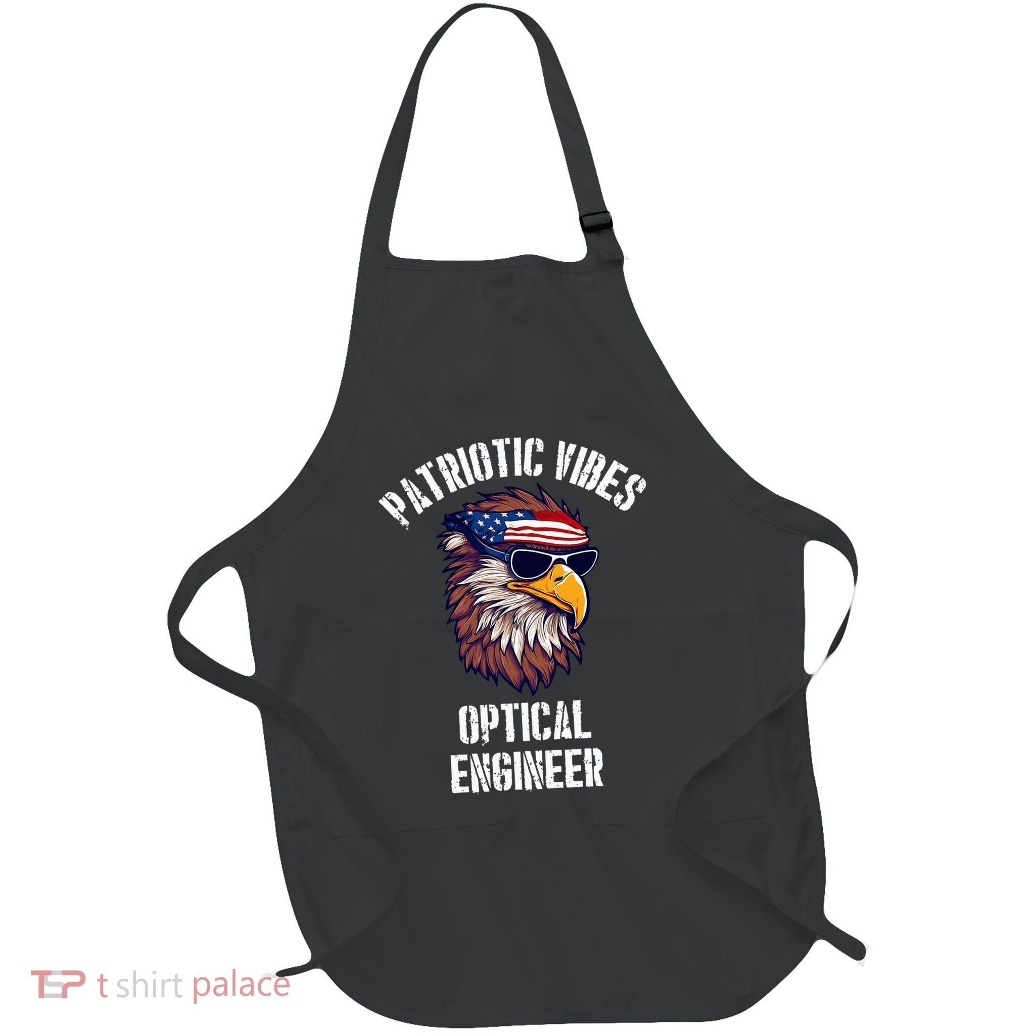 Optical Engineer Eagle July 4th American Flag Full-Length Apron With Pockets