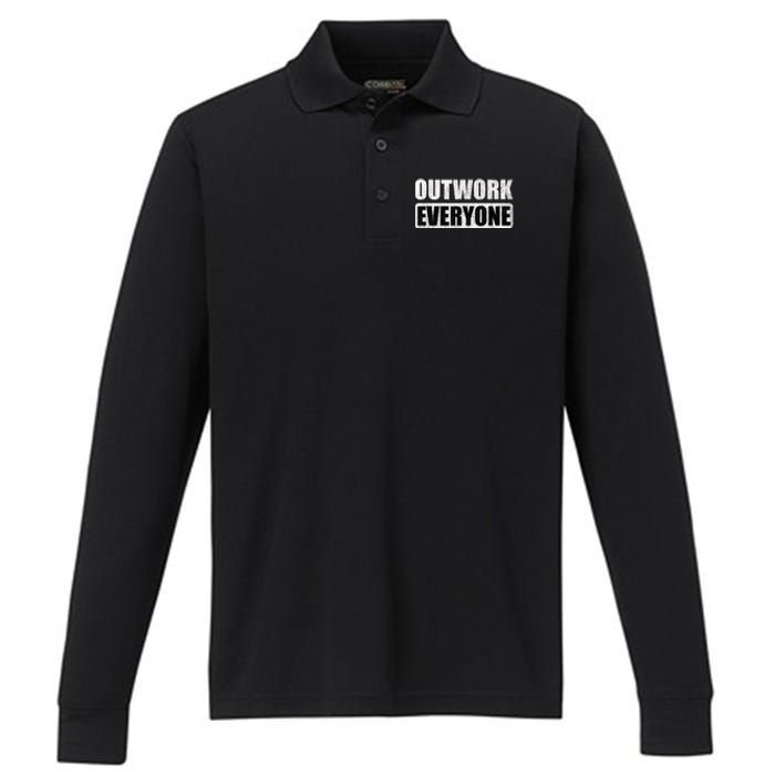 Outwork Everyone Entrepreneur Motivation Inspirational Performance Long Sleeve Polo