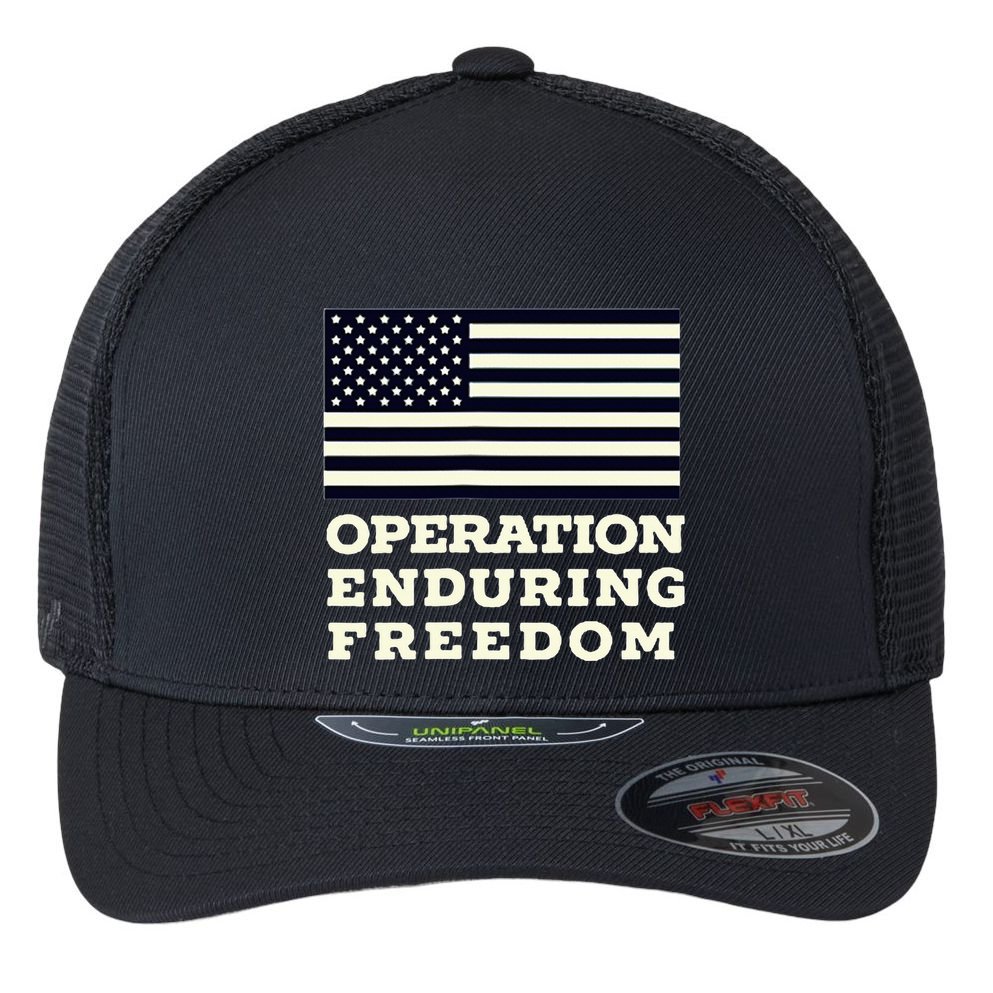 Operation Enduring Freedom Oef Veteran Flexfit Unipanel Trucker Cap