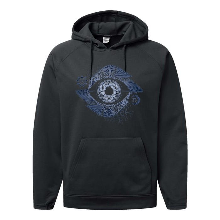 OdinS Eye Graphic Viking Northman Art Performance Fleece Hoodie