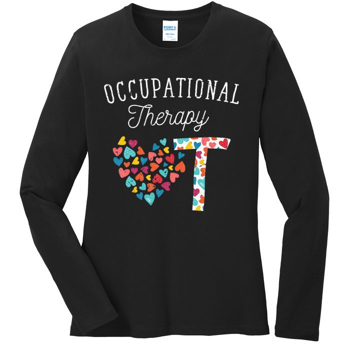 OT Exercise Heart OTA Therapy Exercise Occupational Therapy Ladies Long Sleeve Shirt