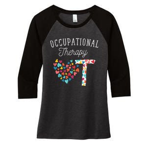 OT Exercise Heart OTA Therapy Exercise Occupational Therapy Women's Tri-Blend 3/4-Sleeve Raglan Shirt