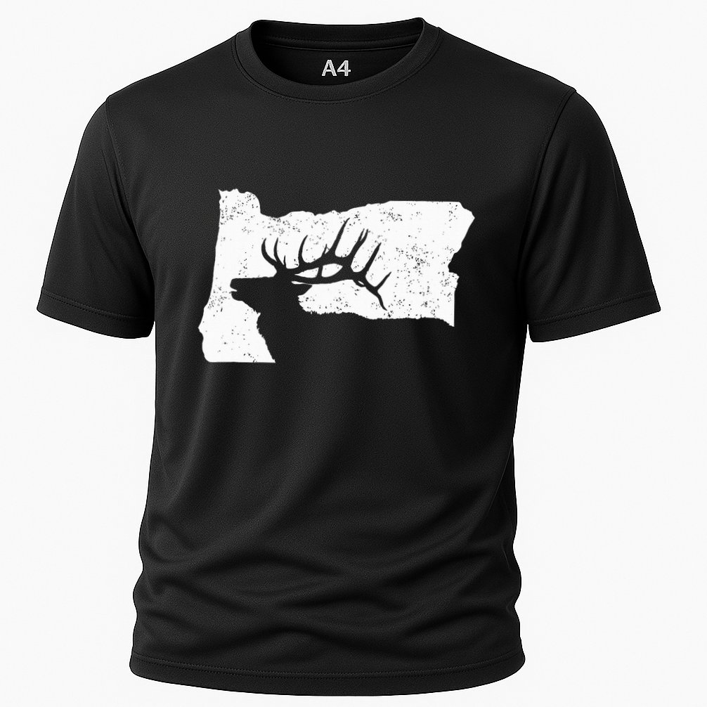 Oregon Elk Hunting Bull Elk State Shape Performance Shirt