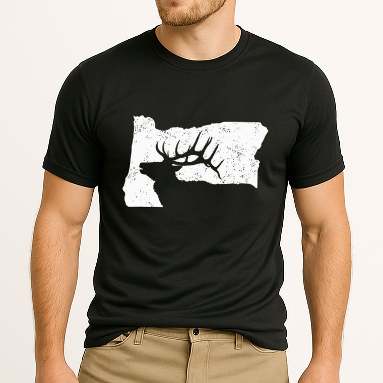 Oregon Elk Hunting Bull Elk State Shape Performance Shirt