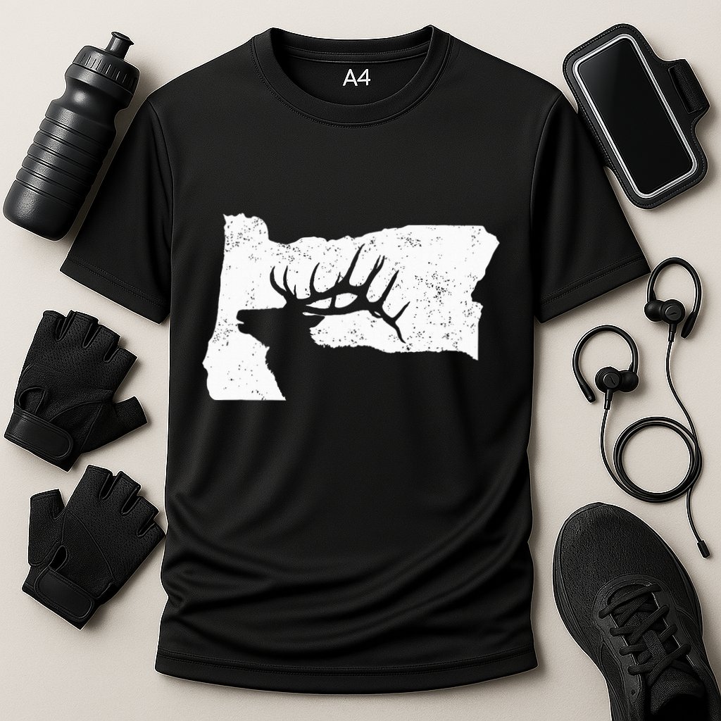 Oregon Elk Hunting Bull Elk State Shape Performance Shirt