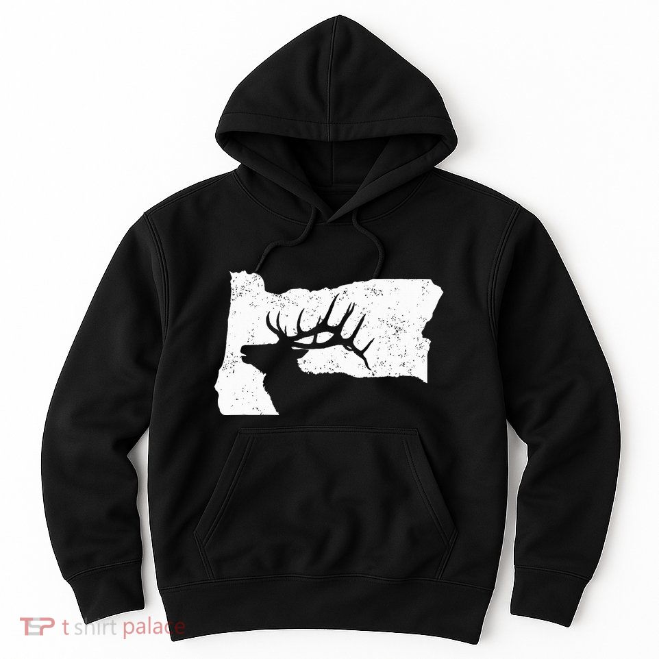 Oregon Elk Hunting Bull Elk State Shape Hoodie