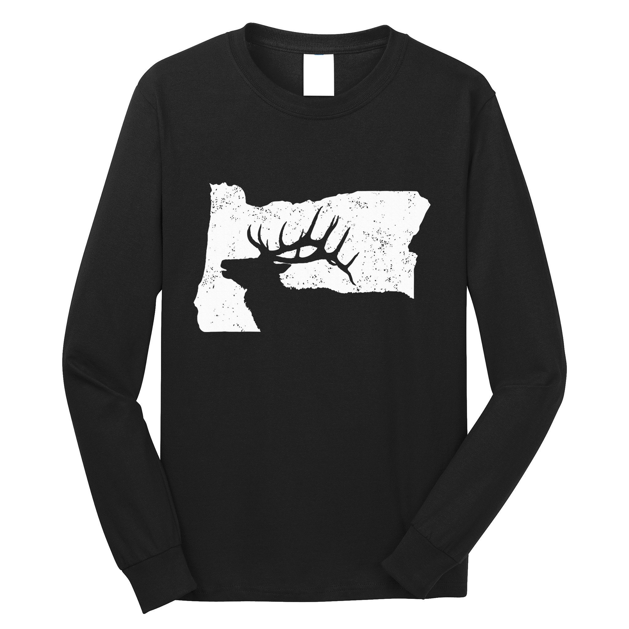 Oregon Elk Hunting Bull Elk State Shape Long Sleeve Shirt