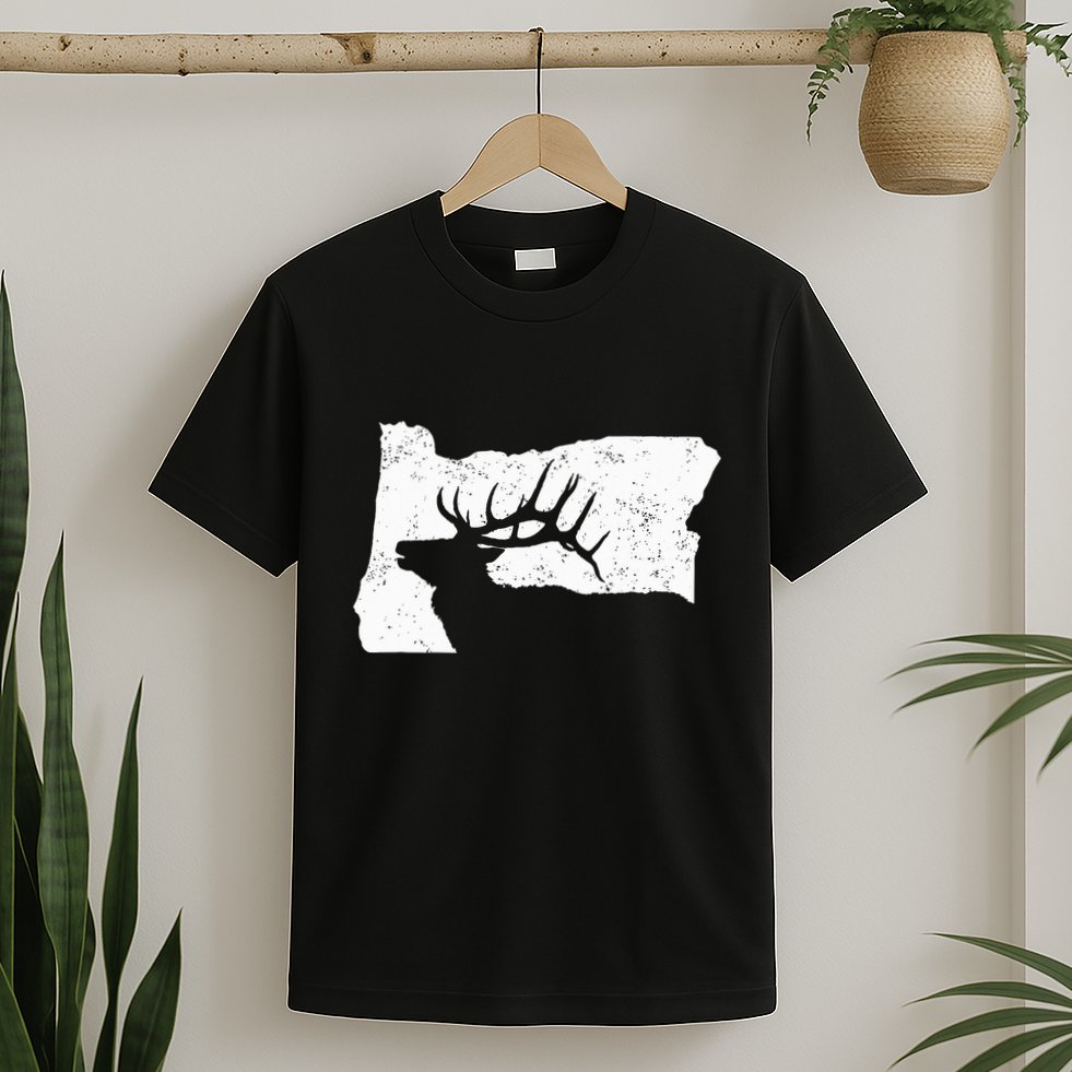 Oregon Elk Hunting Bull Elk State Shape T-Shirt
