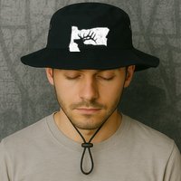 Oregon Elk Hunting Bull Elk State Shape Bucket Hat