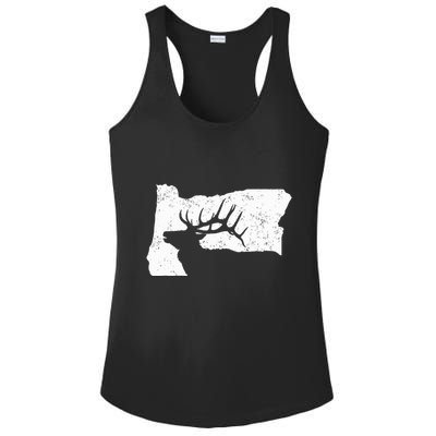 Oregon Elk Hunting Bull Elk State Shape Ladies PosiCharge Competitor Racerback Tank