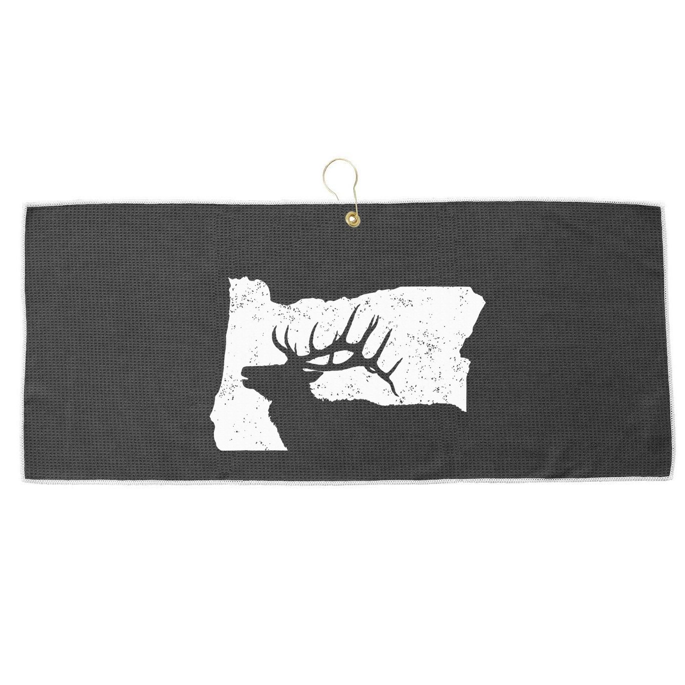 Oregon Elk Hunting Bull Elk State Shape Large Microfiber Waffle Golf Towel