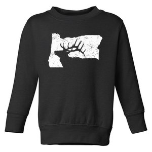 Oregon Elk Hunting Bull Elk State Shape Toddler Sweatshirt