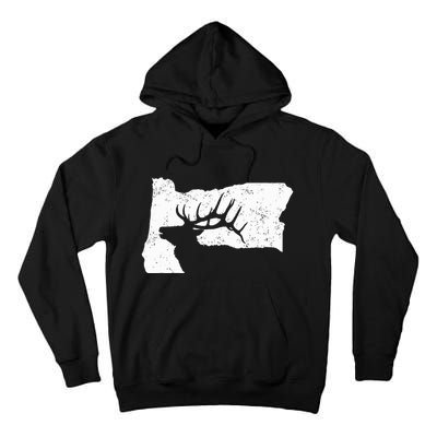 Oregon Elk Hunting Bull Elk State Shape Tall Hoodie