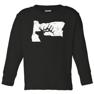 Oregon Elk Hunting Bull Elk State Shape Toddler Long Sleeve Shirt