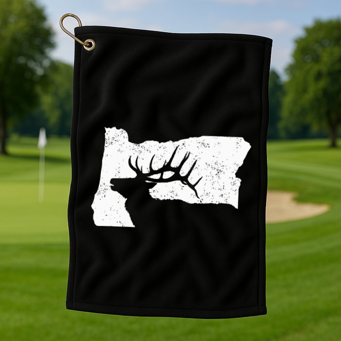 Oregon Elk Hunting Bull Elk State Shape Golf Towel