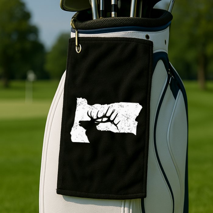 Oregon Elk Hunting Bull Elk State Shape Golf Towel