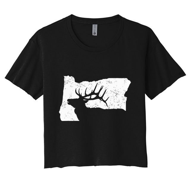 Oregon Elk Hunting Bull Elk State Shape Crop Top