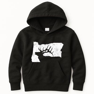 Oregon Elk Hunting Bull Elk State Shape Kids Hoodie