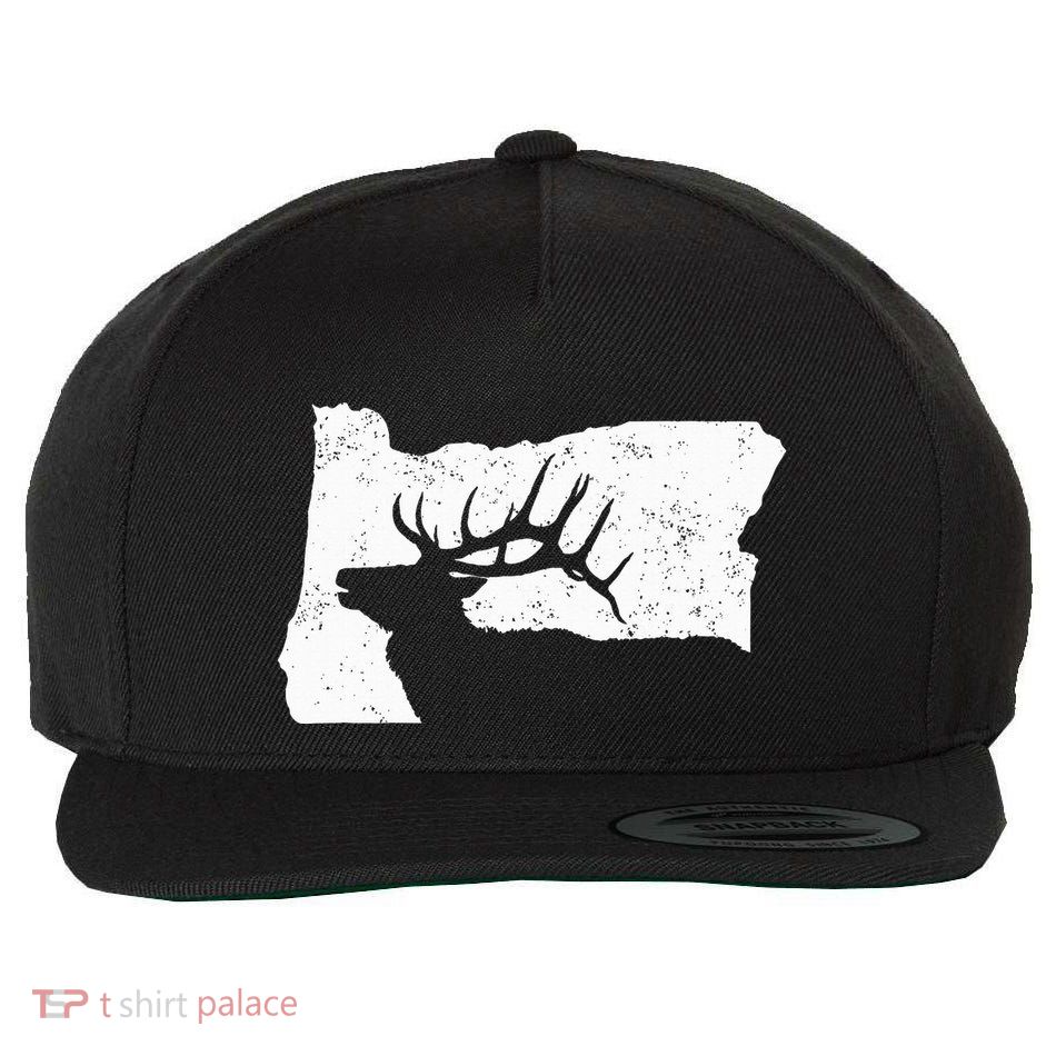 Oregon Elk Hunting Bull Elk State Shape Wool Snapback Cap