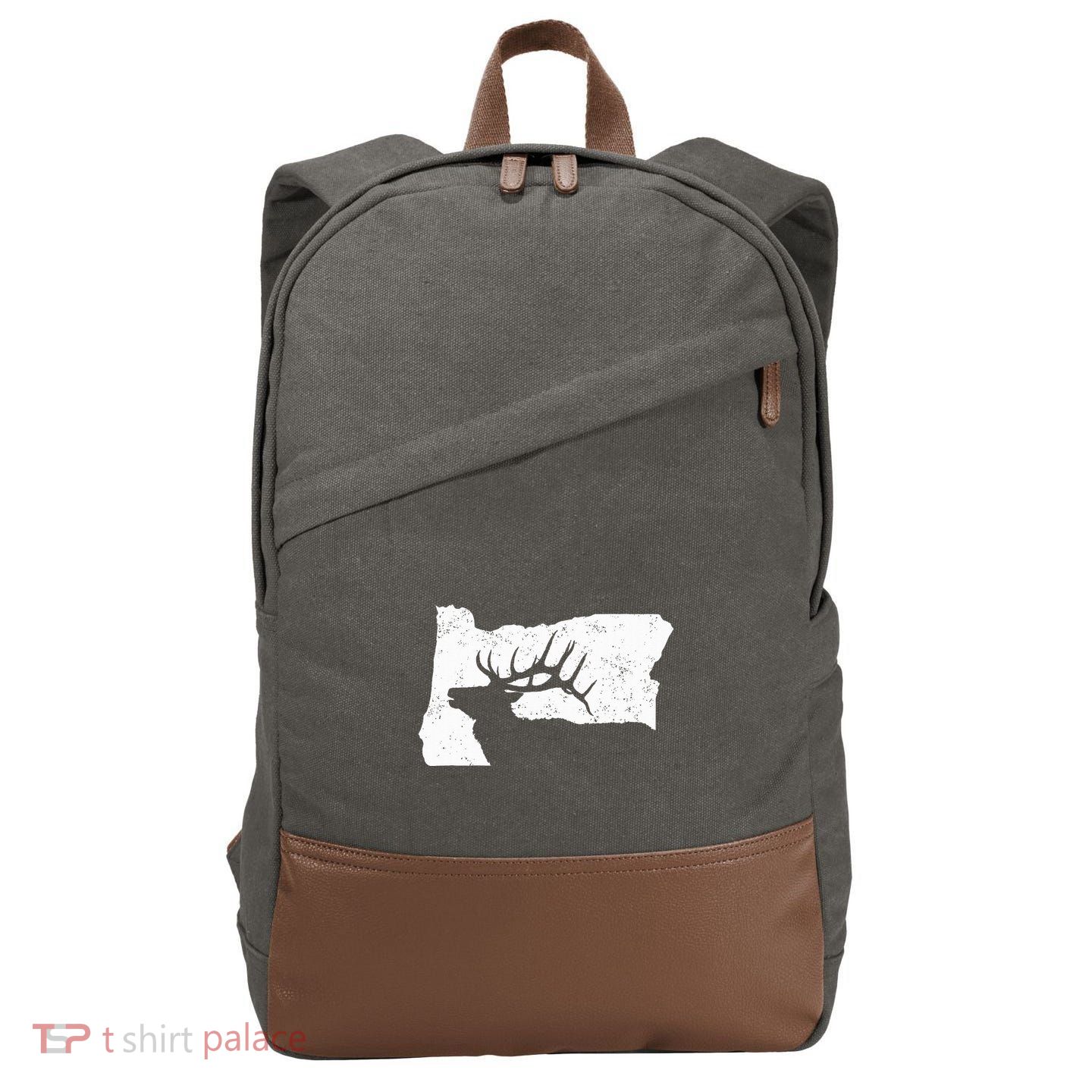 Oregon Elk Hunting Bull Elk State Shape Cotton Canvas Backpack