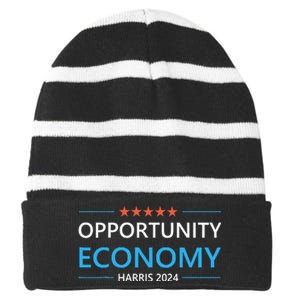 Opportunity Economy Kamala Harris 2024 Harris Walz Striped Beanie with Solid Band