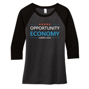 Opportunity Economy Kamala Harris 2024 Harris Walz Women's Tri-Blend 3/4-Sleeve Raglan Shirt