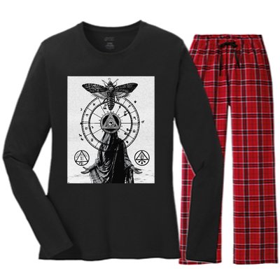 Occult Esoteric Mysticism Gothic Unholy Dark Aesthetic Goth Women's Long Sleeve Flannel Pajama Set 