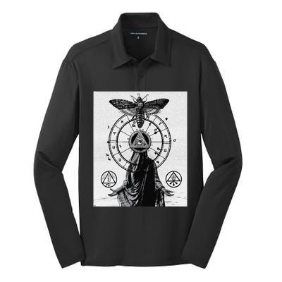 Occult Esoteric Mysticism Gothic Unholy Dark Aesthetic Goth Silk Touch Performance Long Sleeve Polo