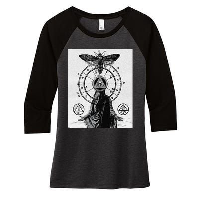 Occult Esoteric Mysticism Gothic Unholy Dark Aesthetic Goth Women's Tri-Blend 3/4-Sleeve Raglan Shirt