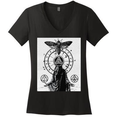 Occult Esoteric Mysticism Gothic Unholy Dark Aesthetic Goth Women's V-Neck T-Shirt