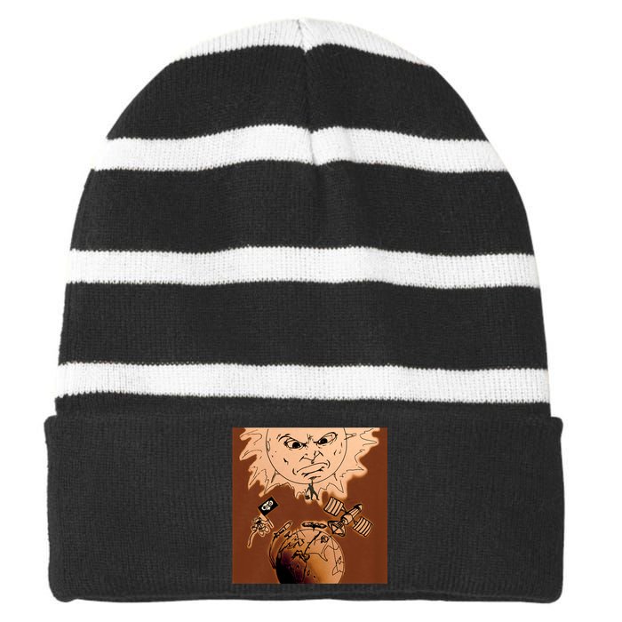 One Eyed Owl Oeo Aliens Warning Striped Beanie with Solid Band