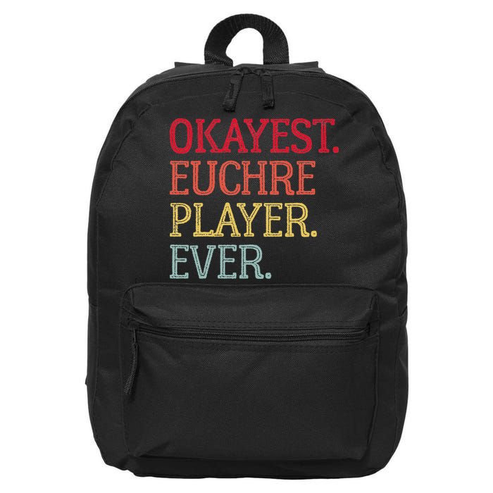 Okayest Euchre Player Ever Funny Euchre Card Game 16 in Basic Backpack