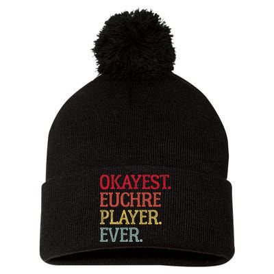 Okayest Euchre Player Ever Funny Euchre Card Game Pom Pom 12in Knit Beanie