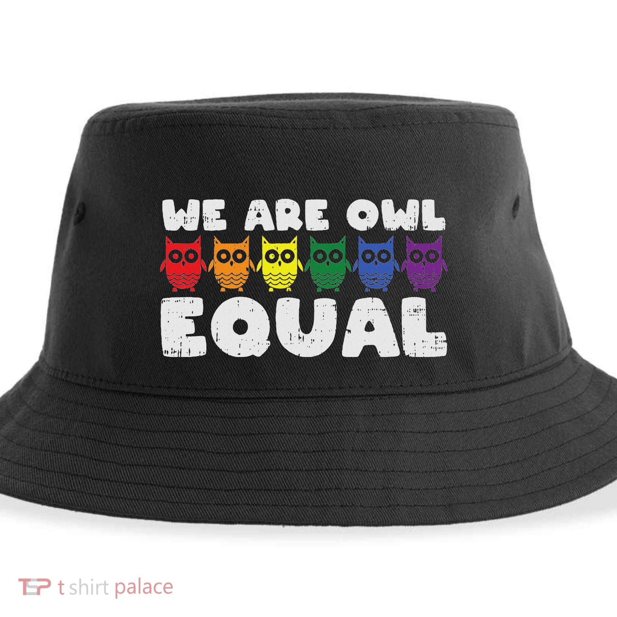 Owl Equal Rainbow Cute Equalty Lgbt Animal Gift Sustainable Bucket Hat