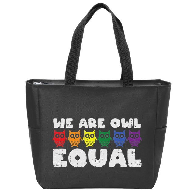 Owl Equal Rainbow Cute Equalty Lgbt Animal Gift Zip Tote Bag