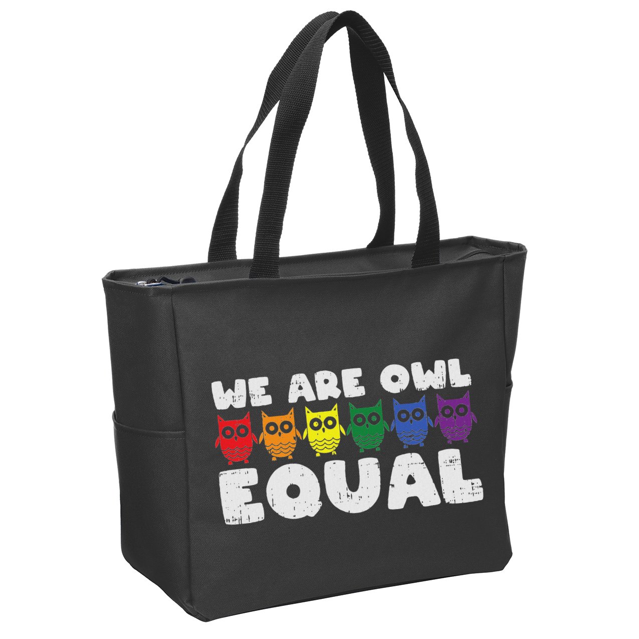 Owl Equal Rainbow Cute Equalty Lgbt Animal Gift Zip Tote Bag