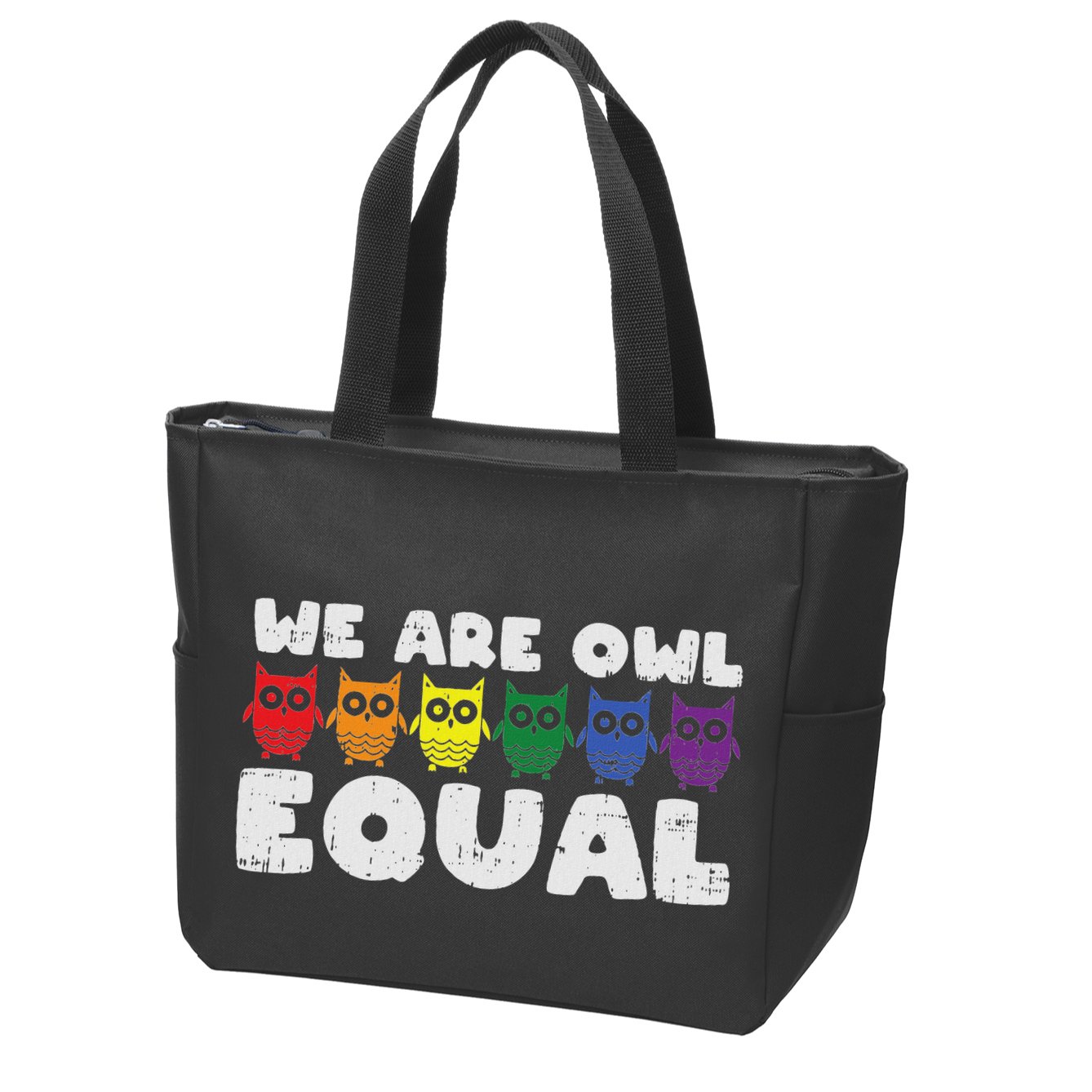 Owl Equal Rainbow Cute Equalty Lgbt Animal Gift Zip Tote Bag