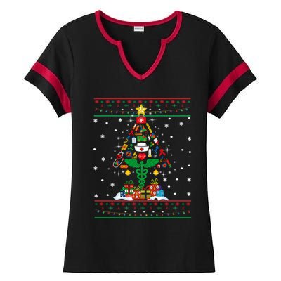 Ob Er School Nicu L And D Nurse Ugly Christmas Tree Sweater Gift Ladies Halftime Notch Neck Tee