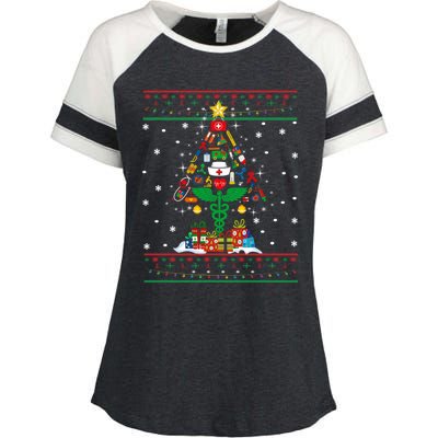 Ob Er School Nicu L And D Nurse Ugly Christmas Tree Sweater Gift Enza Ladies Jersey Colorblock Tee