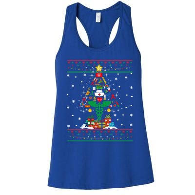 Ob Er School Nicu L And D Nurse Ugly Christmas Tree Sweater Gift Women's Racerback Tank