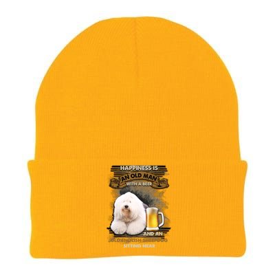 Old English Sheepdog Sitting Near Gift For You Gift Knit Cap Winter Beanie