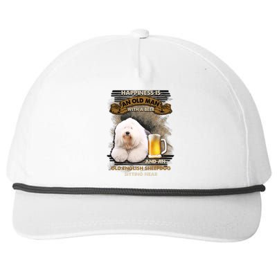 Old English Sheepdog Sitting Near Gift For You Gift Snapback Five-Panel Rope Hat