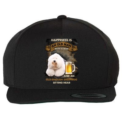 Old English Sheepdog Sitting Near Gift For You Gift Wool Snapback Cap