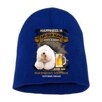 Old English Sheepdog Sitting Near Gift For You Gift Short Acrylic Beanie