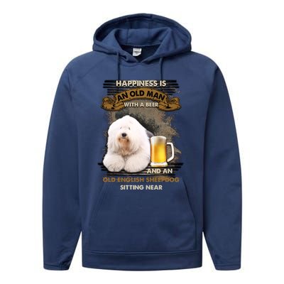 Old English Sheepdog Sitting Near Gift For You Gift Performance Fleece Hoodie