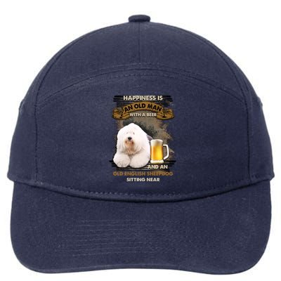 Old English Sheepdog Sitting Near Gift For You Gift 7-Panel Snapback Hat